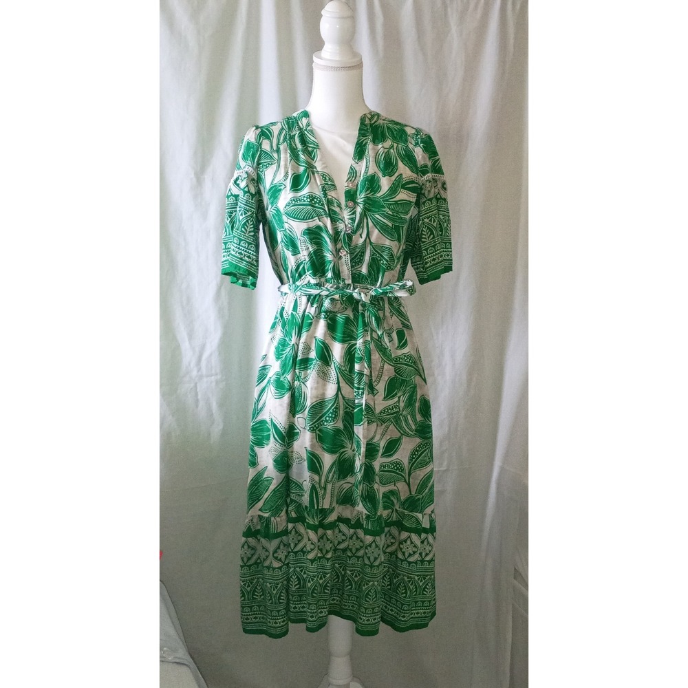 Fig + Flower Coastal  Resortwear Botanical Button Front Midi Dress  Petite Med